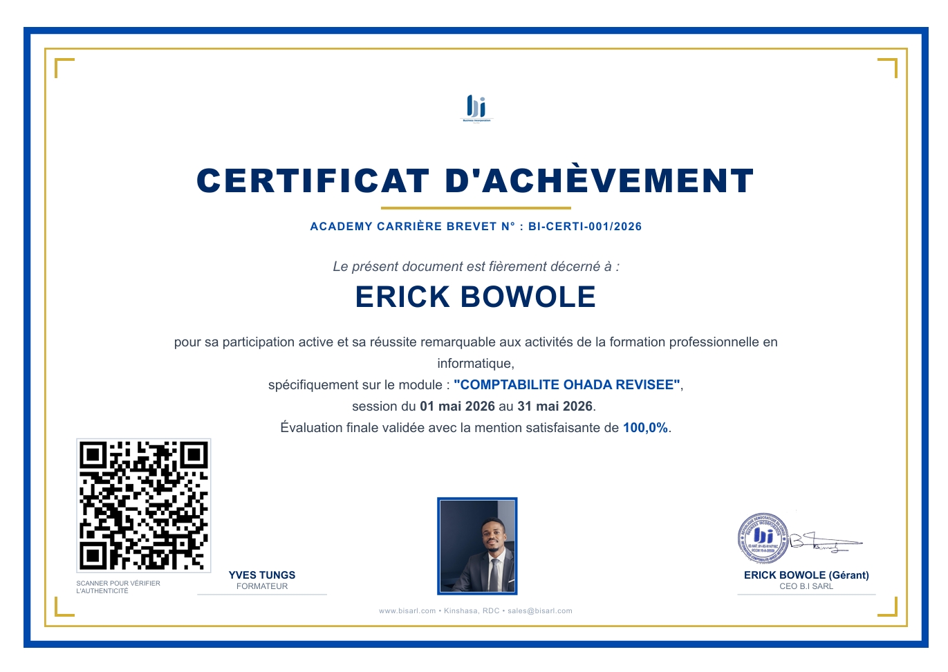 Nouveau certificat